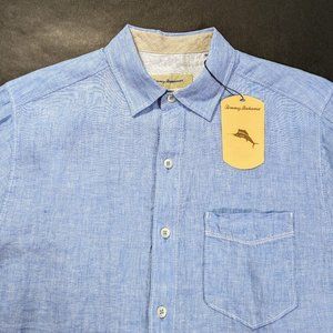 $99 Tommy Bahama Men's 100% Linen Shirt Size S Short Sleeve Big Sky Blue